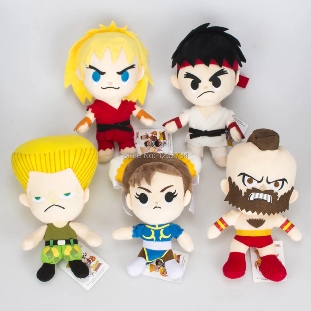 

Free Shipping EMS 30/Lot Street Fighters Characters Ryu A Gulie Chun Li Soft Cartoon Doll Plush Dolls Figure