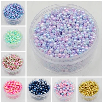 

4/6/8/10/12mm 50-500pcs Round Rainbow Color Imitation Pearls Beads Crafts Decoration For DIY Bracelets Necklaces Jewelry Making