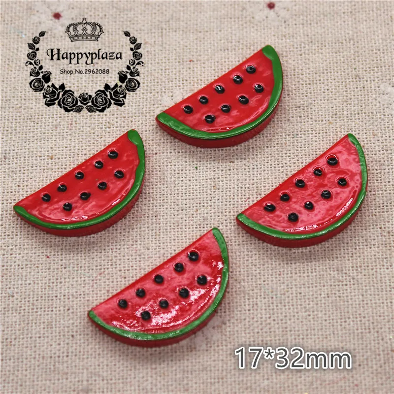 

10pcs Kawaii Simulation Fruit Watermelon Resin Flatback Cabochon Food Art Supply Decoration Charm Craft DIY,17*32mm