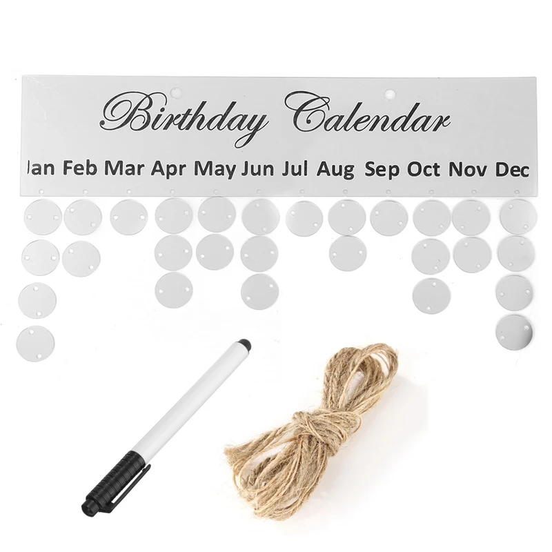 Planejador de Datas Decoração de Aniversário da Família Kicute Prata Preto Aniversário Calendário Faça Você Mesmo Placa Sinal Especiais Pendurado Presente 1 pc 5 Cheap Calendário
