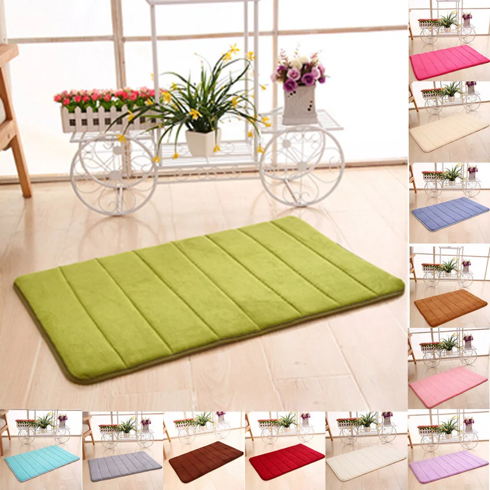 

Water Absorption Rug Shaggy Memory Foam Slip-resistant Doormat Floor Rug Bathroom Mat Coral Velvet Fabric Kitchen Carpet