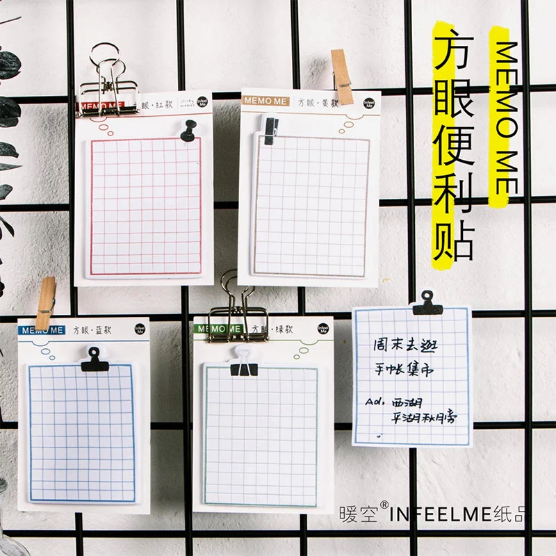 

Creative Stationery Post it Memo Pad Grid Series Sticky Notes Bookmarks Kawaii Stickers Cute Notepad Student School Supplies