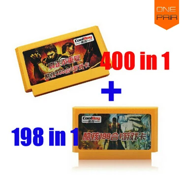 

2015 new 8bit game cartridge classical game card one pair hot sale ------ 400 in 1 + 198 in 1 (yellow cart)