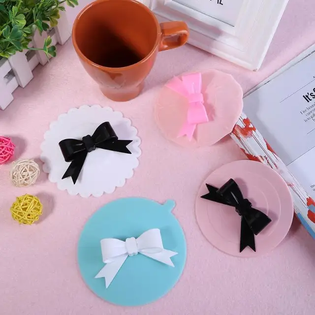 Best Offers Reusable Bowknot Anti-Dust Silicone Lids For Tea Cup Cover Coffee Caneca Xicara Tea Cup Vasos De Plastico Suction Seal Cap Gifts