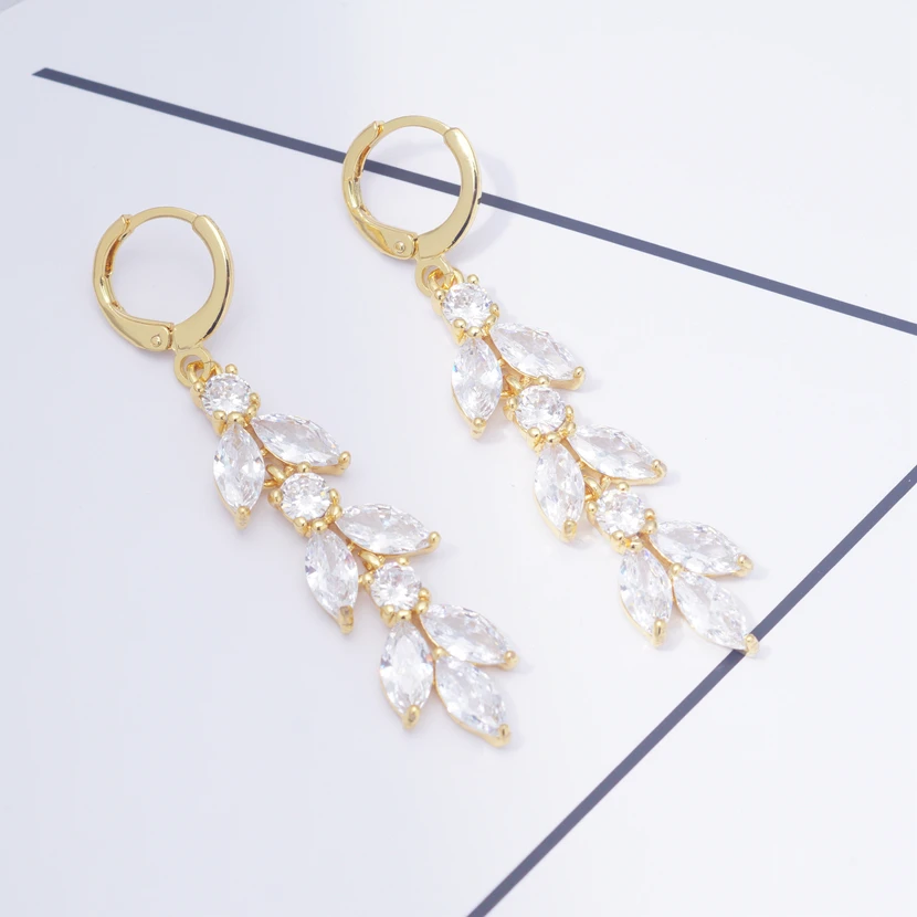 

Earings Brand Party Fashion Professional Females Long Drop Earrings for Women Cubic Zircon Gold Filled Jewelry Gift Dropshipping