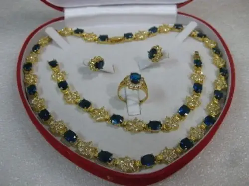 

Miss charm Jew.652 women's jewelry aquamarine yellow gold 14KGP Necklace Bracelet Earring Ring