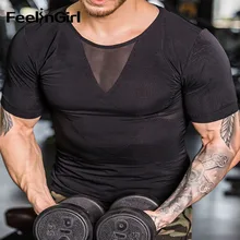 FeelinGirl мужской сетчатый двухслойный утягивающий жилет усилитель управления животиком Корректирующее белье для похудения снижение веса Cincher дышащее нижнее белье