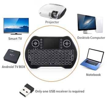

2 PCS/LOT Wireless Keyboard Backlit MT08 2.4 GHz Touchpad USB Air Mouse