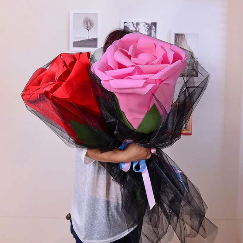 Ramo de flores artificiales de PE, cabeza de Rosa gigante, regalo de San  Valentín, accesorios de decoración del hogar, Rosa falsa - AliExpress Hogar  y jardín