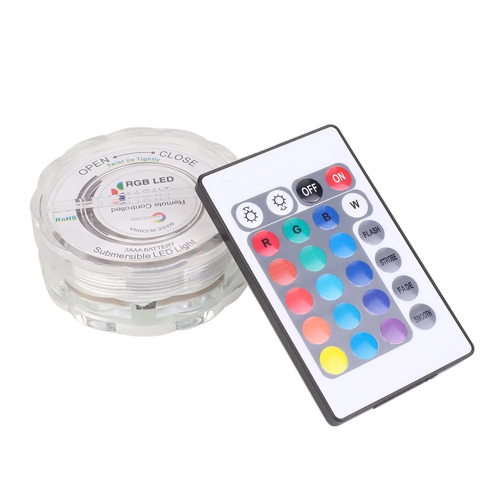 

10 LED Waterproof Floral RGB Light +Remote Lamp for Remote Submersible LED Fish Tank Wedding for Lighting Multi Colors Party