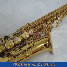 Золотой лак альтовый саксофон Ми-бемоль High F# с чехлом