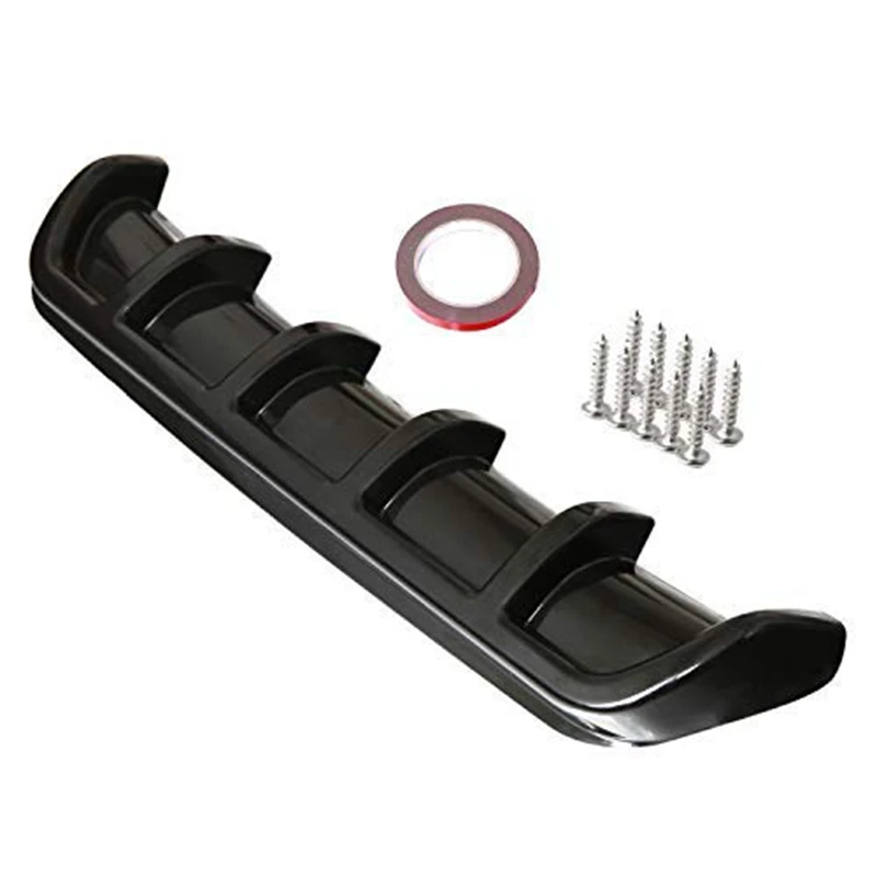 

Universal Car Rear Bumper Cover Lip Diffuser Car-Styling ABS Rear Shark 6 Fin Bending Insert Auto Tail Bumper Spoiler Kit Black