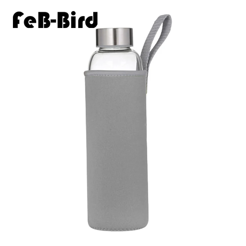 Glass Water Bottle with Protective Sleeve Travel Drinkware Portable Bottle Transparent Bottle for Water Tea Glass Sport Bottle