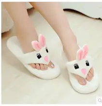El Nuevo Conejo Inferior Suave Zapatillas de Casa de Arrastre Impermeable Gruesa de Algodón Linda Mujer Invierno Cálido Hogar Zapatos de Interior