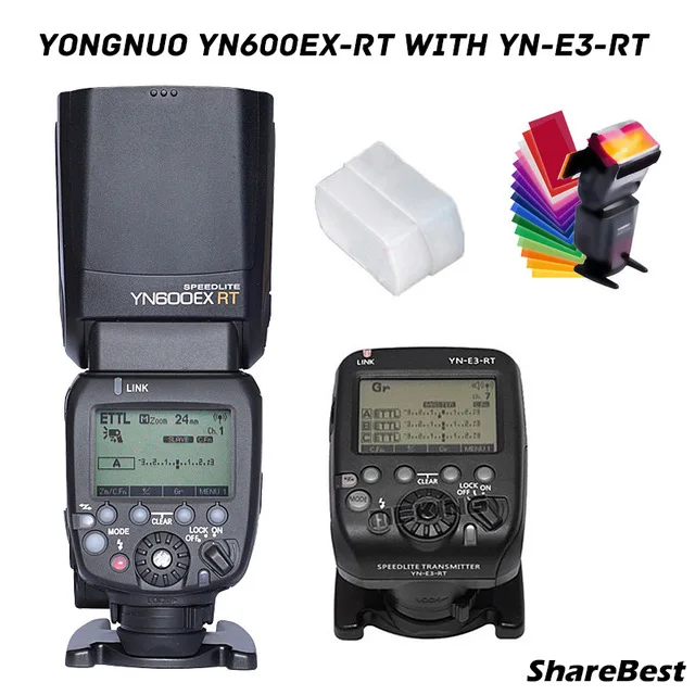 TWO Yongnuo YN600EX-RT II Flash TTL HSS Fr Canon Wireless Transmitter YN-E3-RT 