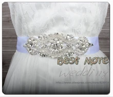 Fashion evening Dress Belt Wedding Dress Sash for Bridal Handmade with Ribbon and Rhinestones Applique