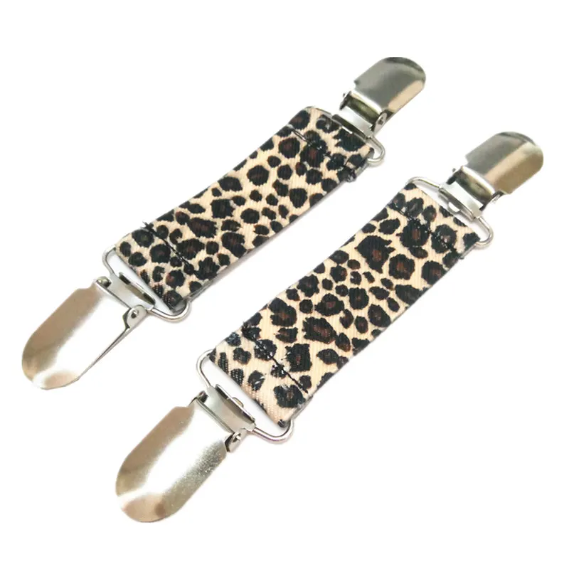 

2Pcs/lot Children Leopard Print Gloves Mittens Clips Keeper Women Striped top Cinch Sweater Cardigan Clip Shawl Pin Bed Clip