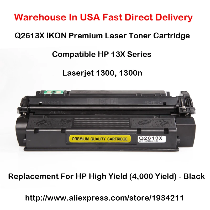 

Q2613X 13X Series Toner Cartridge For HP LaserJet 1300, 1300n Black High Yield (4,000 Yield)