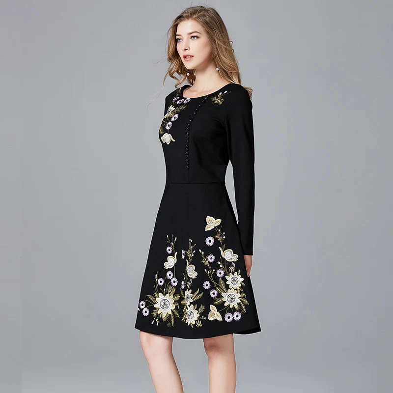 TAOYIZHUAI autumn new arrival vintage big size women dress print A line above knee empire elegant party office dress 14252