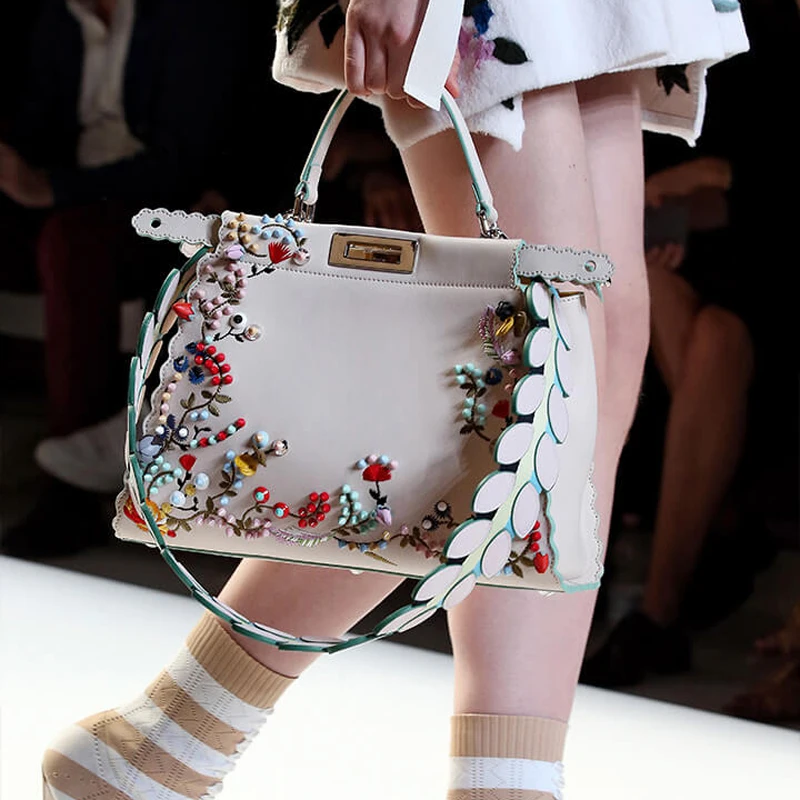 2019 spring and summer embroidery rivet kitten bag fashion handbag fashion bag messenger bag ...
