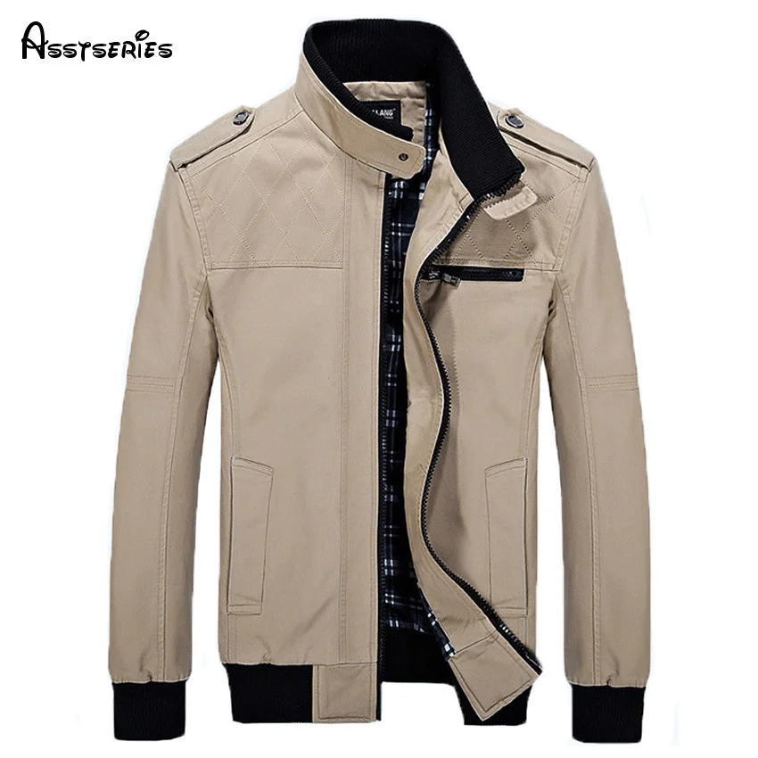 free shipping men turn down collar jacket coat khaki and black colors