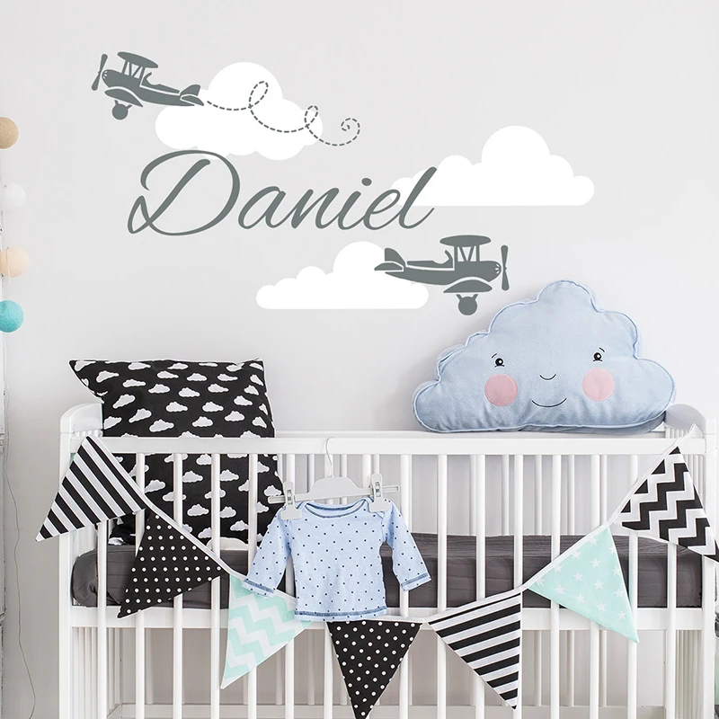

YOYOYU Airplane Clound Vinyl Wall Stickers Kids Room Personalized Boy Name Removeable Decal Nursery Bedroom Decoration ZX369