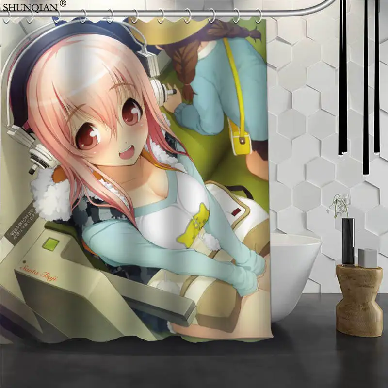 

Новая занавеска для душа Super Sonico, водонепроницаемая ткань, фотозанавеска из полиэстера, занавеска для ванной, 180x200 см, 150x180 см