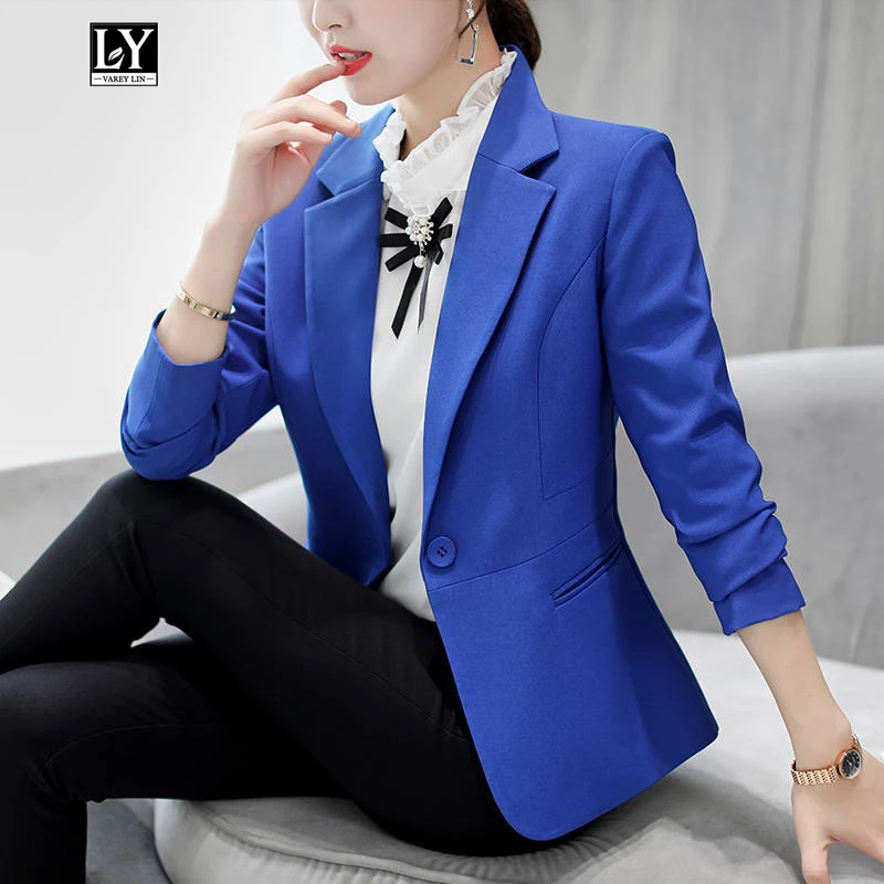 

Ly Varey Lin Suit Coat Women Office Lady Notched Collar Long Sleeve Single Button Elegant Jacket Female Black Suit Outerwear