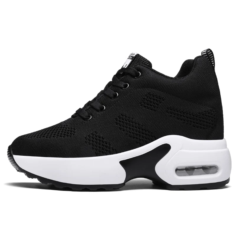 WADNASO Flying Knitting Fashion Sneakers Women Hide Heels Casual Shoes Breathable Platform Sneakers Wedge White Shoes XZ120 (29)
