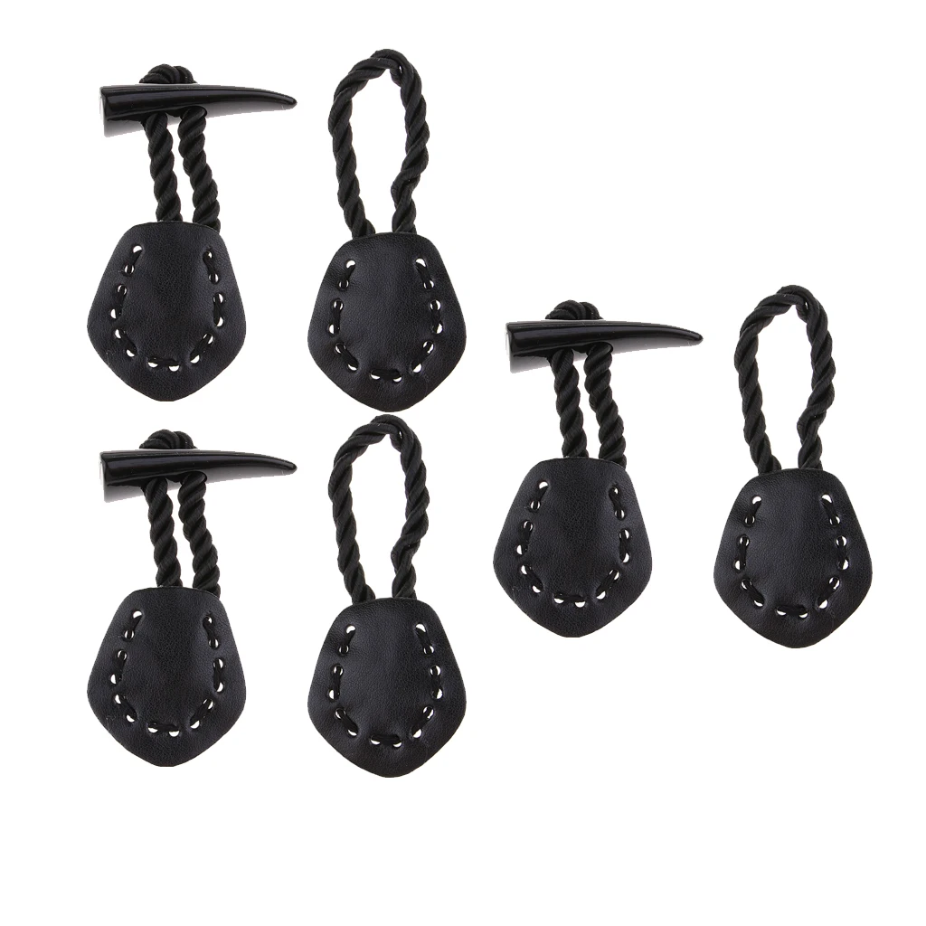 3 Pairs Fashion Horn Leather Toggle Buttons Coat Jacket Duffle Sewing Buttons
