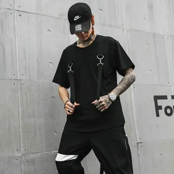 

Men's T-Shirts 2020 Ribbons Solid O Neck Short Sleeve Tshirts Summer Hip Hop Casual Cotton Tops Tees Streetwear Male T-shirt