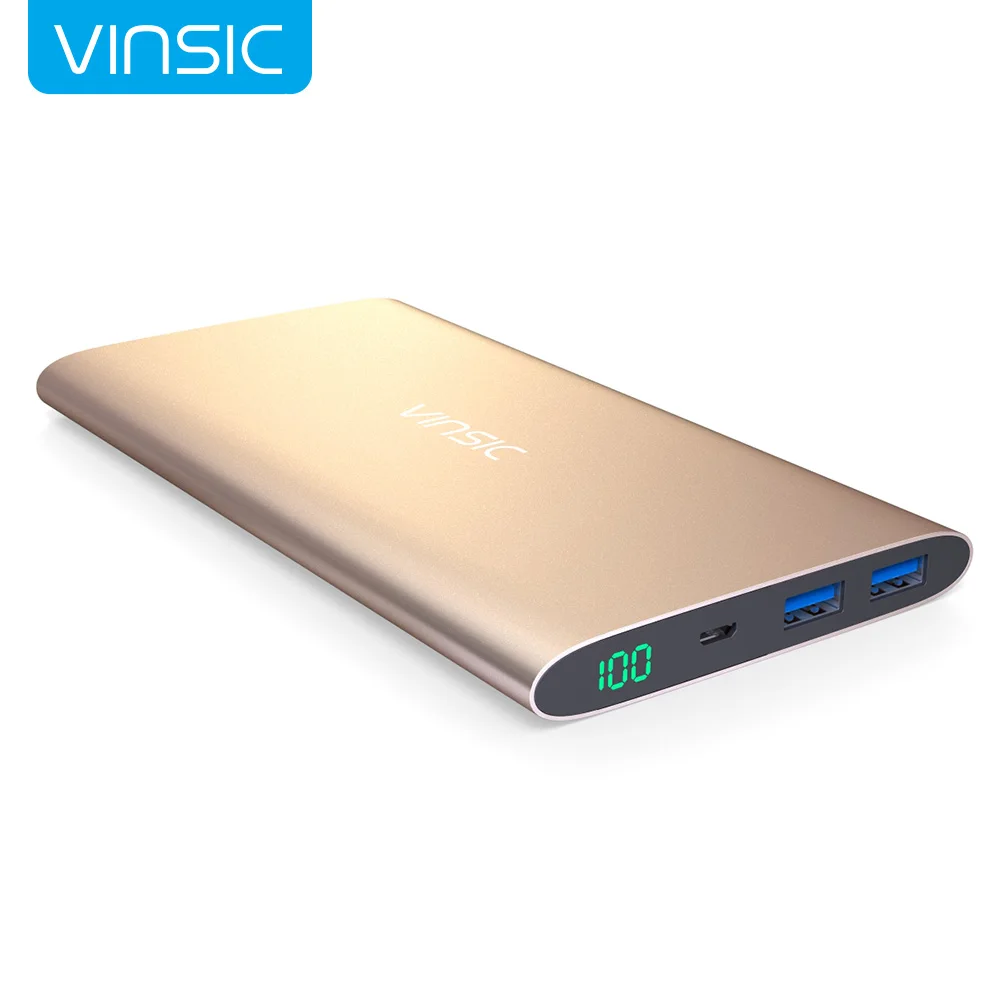  Newest VINSIC 12000mAh Universal Power Bank Portable USB Charger External Battery for Iphond 7 Plus 6 6S Plus 5S Sumsung Phones 