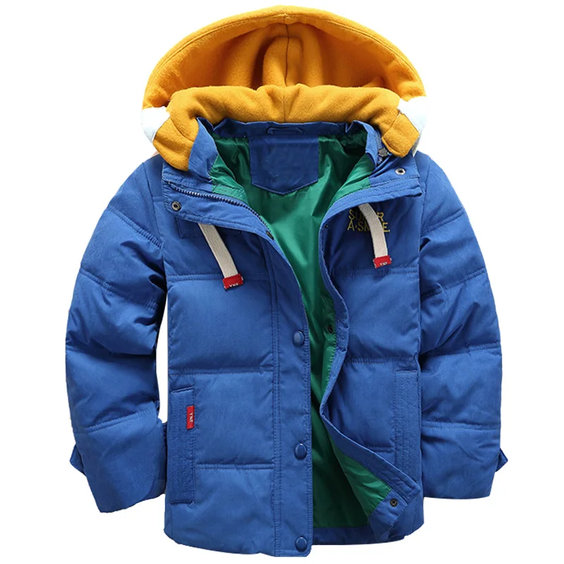 Одежда для маленьких мальчиков зимнее пальто для мальчиков детская куртка с капюшоном Детская Вельветовая куртка модная пуховая одежда для детей от 5 до 10 лет - Цвет: blue