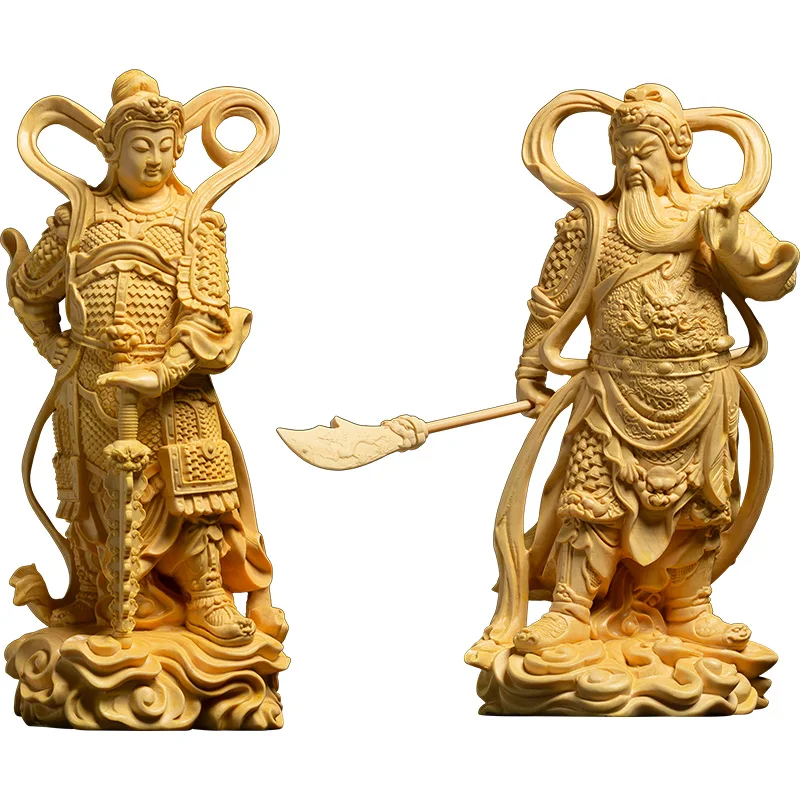16 см деревянная выделенная дверь Бог Гевин Веды статуя Будды Guan yu украшения Gong