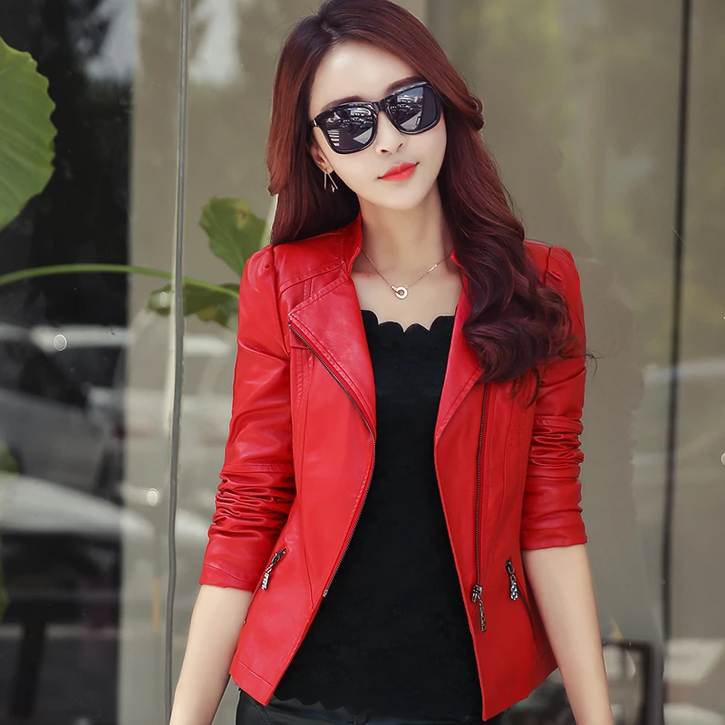 2019 Spring Autumn PU Leather Jacket Women Soft Faux Leather Coat Short Slim Black Motorcycle Jackets Plus Size 5xl 6xl YQ103