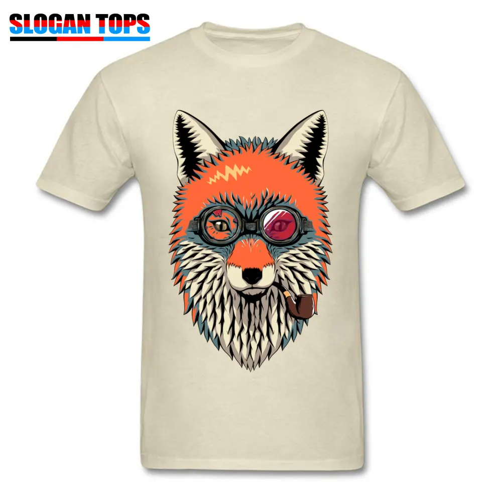 Graphic Mens Tops T Shirt Fox traveler Design Top T-shirts 100% Cotton Short Sleeve Funny Tee-Shirt O Neck Drop Shipping Fox traveler beige