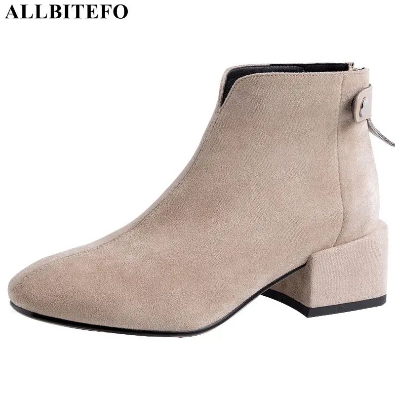 

ALLBITEFO fashion brand flock high heels party women boots high quality women high heel shoes ankle boots for women martin boots