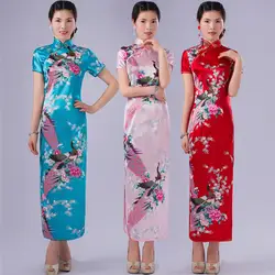 Лидер продаж 6 Цвет традиционные длинные Qipao платье с длинным рукавом Вечерние chongsam китайский Костюмы для Для женщин