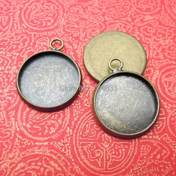 

Blank Pendant Connetors Bases Curved Round Bezel with Loop Pendant Cabochon Settings Findings Antique Bronze tone Plated