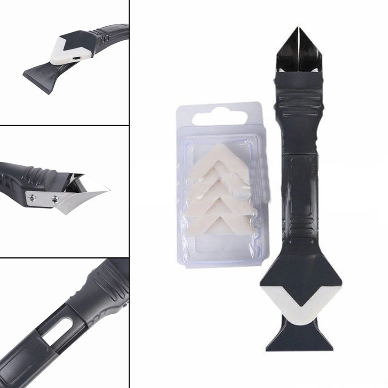  3 in 1 Sealant Angle Scraper Silicone Grout Caulk Tool Kit Set Remover Spreader Spatula Cement Kitc