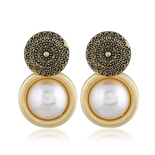 

Vintage Antique Gold Pearl Earrings Bijoux Europe Indian Noble Style Bohemian national style creative vintage alloy earrings