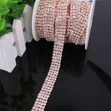 1 ярд 2-4 ряда с отделкой кристаллами, стразами прозрачная цепочка Серебряная Золотая лента для торта костюм платье пришить горный хрусталь для отделки, аппликации