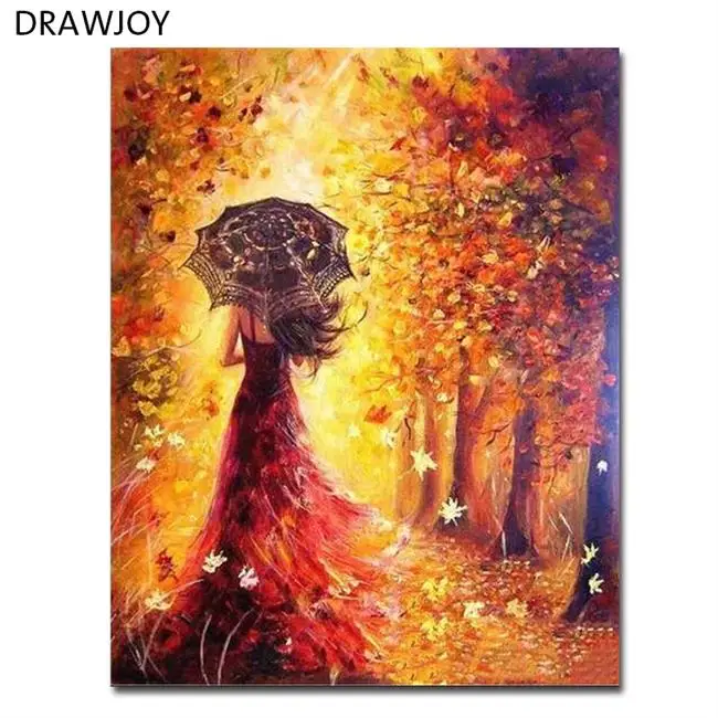 DRAWJOY Drop Shipping Framed Pictures DIY Oil Painting By Numbers Home Decor On Canvas Wall Art For Living Room 40*50cm - Цвет: as picture