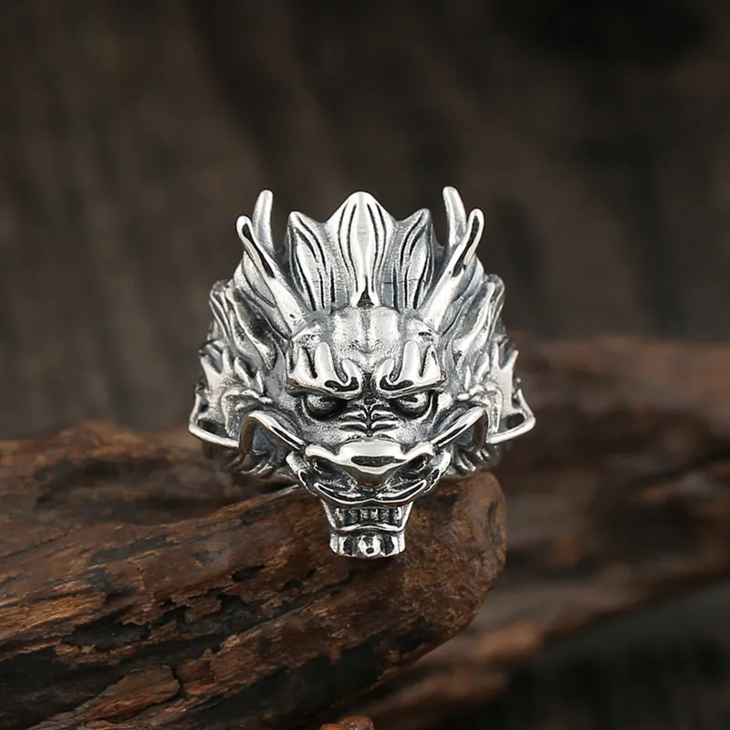 

Sterling Silver S925 Retro Fashion Ring Jewelry 12 Zodiac Faucet Men's Open Wide Edition Personality Ring