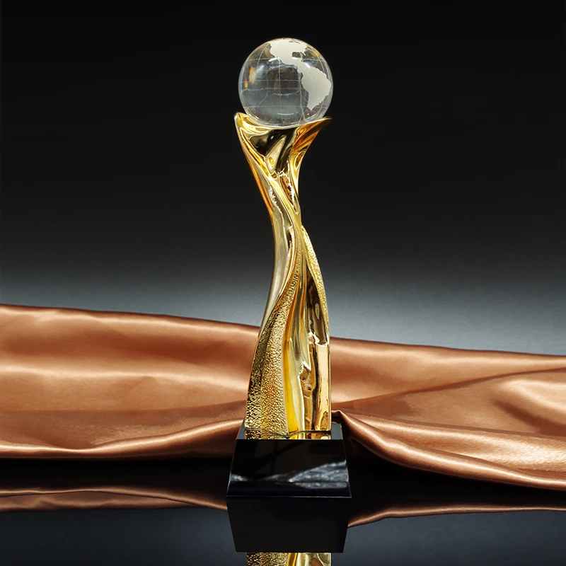 Metal Trophy With a Crystal Earth International Competition Award Cup Trophy Golden Ball Award Company Schools Metal Trophy With a Crystal Earth International Competition Award Cup Trophy Golden Ball Award Company Schools