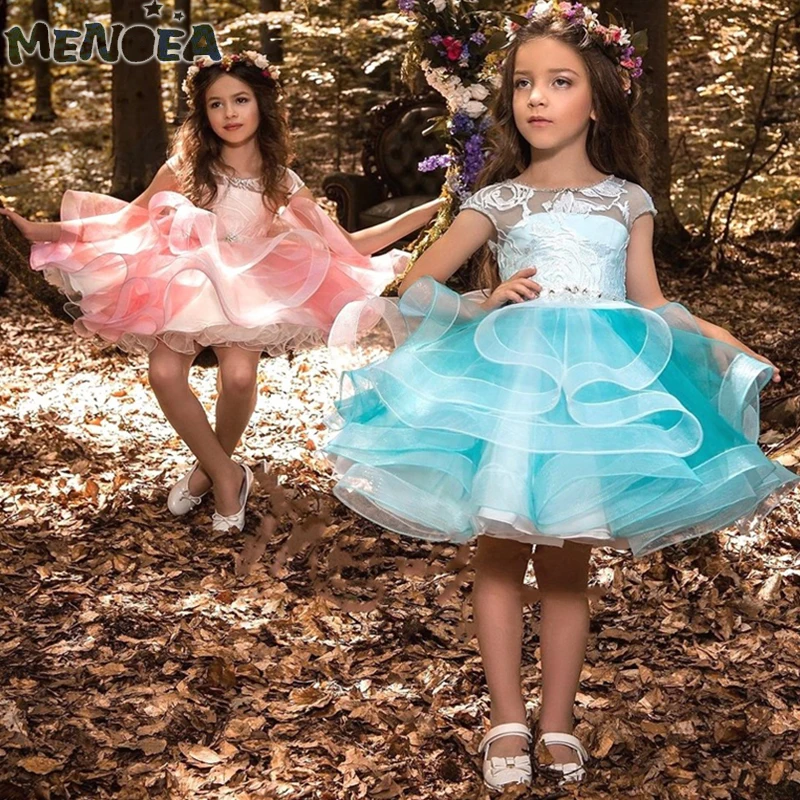 

Menoea Girls Dresses High Quality Round Neck Kids Dress Color Matching Bow Irregular Princess Tutu Dress Winter Kids Party Dress