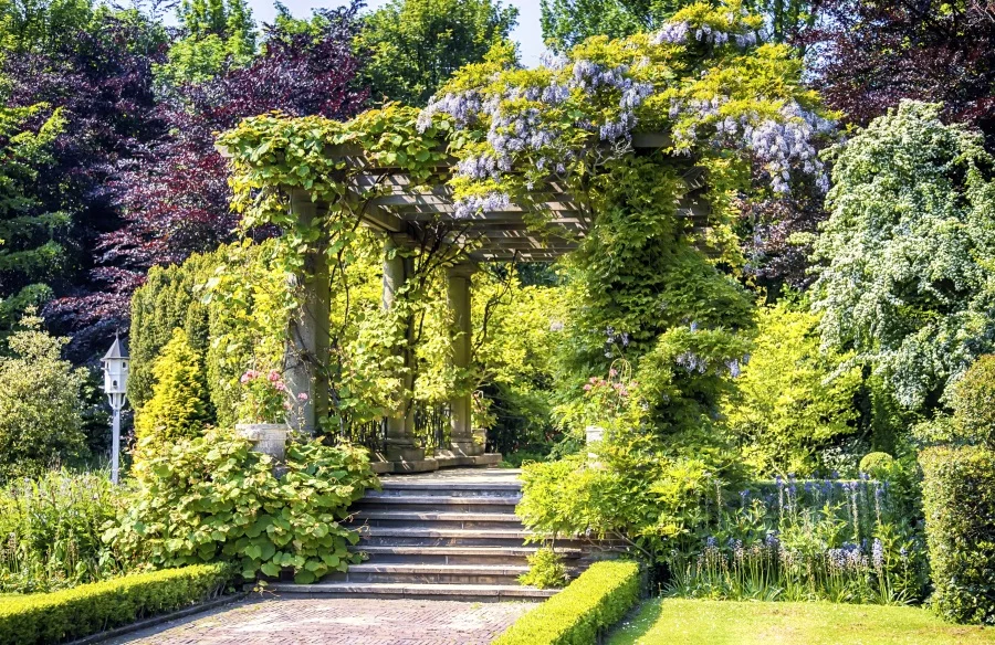 Laeacco Park Весенние деревья цветы Живописные фоны для фотосъемки индивидуальные