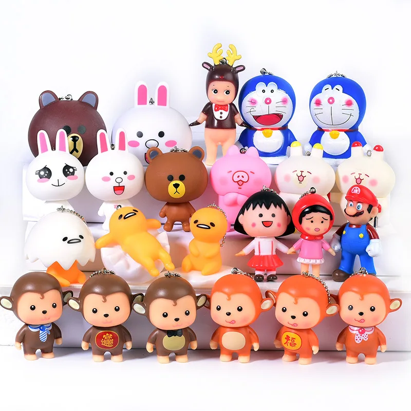 

2019 Cute Cartoon Dolls Cat KeyChain Porte Clef Women KeyRing Car Trinket Couple Key Chains Kids Toy Key Ring Charms Pendant