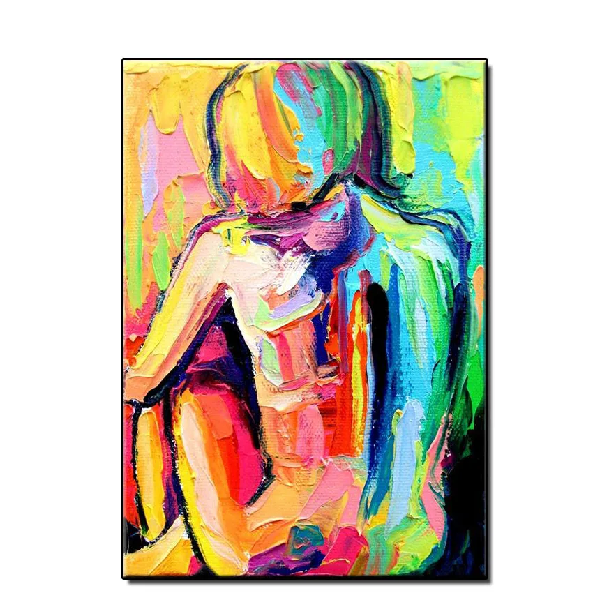 

Large size cheap Abstract colorful girl back Oil Painting on Canvas Handpainted wall art pictures for living room no framed