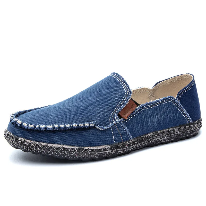 ZUNYU/повседневная мужская обувь из холстины; большие размеры 39-47; парусиновая обувь; Дизайнерские кроссовки; обувь для вождения; мягкая дышащая мужская обувь; обувь без застежки - Цвет: BLUE 01
